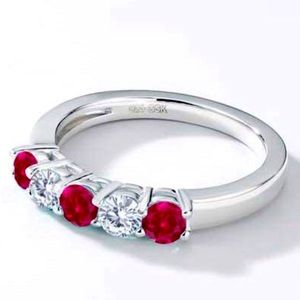 White diamond and ruby engagement ring size 7